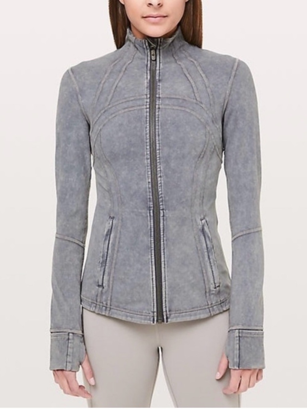 lululemon athletica Washed Light Gray Full-Zip Bomber Jacket